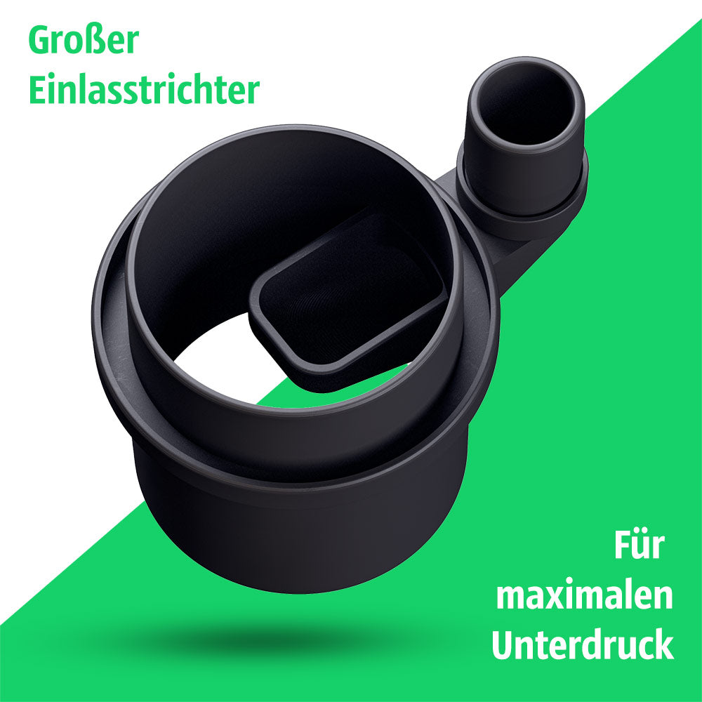 Elektra Beckum PK 250 Absaugstutzen mit großem Einlasstrichter für maximalen Unterdruck.